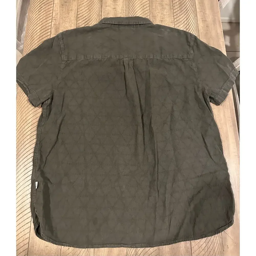 The North Face Men's Green Short Sleeve Button-Down Shirt Size XL Cotton Hemp